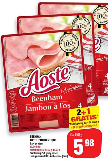 Promoties Beenham aoste l`authentique - Aoste - Geldig van 11/09/2019 tot 17/09/2019 bij Match