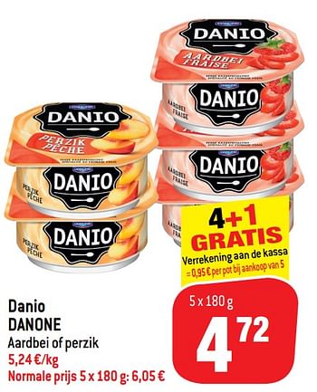 Promoties Danio danone aardbei of perzik - Danone - Geldig van 11/09/2019 tot 17/09/2019 bij Match