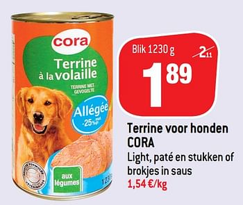 Promoties Terrine voor honden cora - Huismerk - Match - Geldig van 11/09/2019 tot 17/09/2019 bij Match
