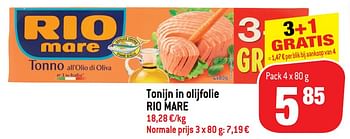 Promoties Tonijn in olijfolie rio mare - Rio Mare - Geldig van 11/09/2019 tot 17/09/2019 bij Match