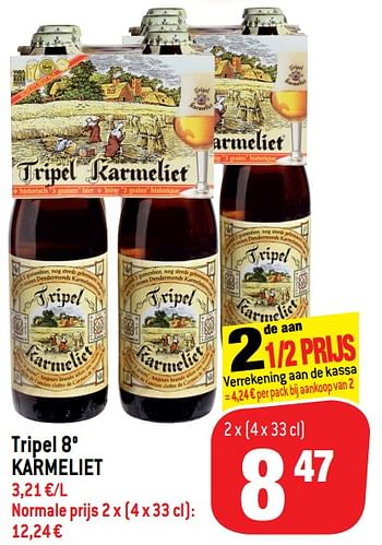 Promotions Tripel 8° karmeliet - TRipel Karmeliet - Valide de 11/09/2019 à 17/09/2019 chez Match