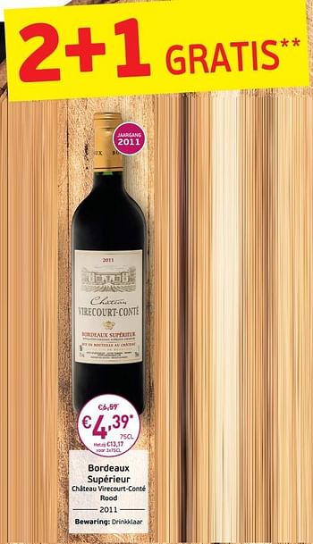 Promoties Bordeaux supérieur château virecourt-conté rood - Rode wijnen - Geldig van 03/09/2019 tot 22/09/2019 bij Intermarche