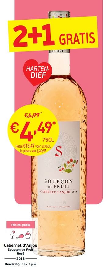 Promoties Cabernet d`anjou soupçon de fruit rosé - Rosé wijnen - Geldig van 03/09/2019 tot 22/09/2019 bij Intermarche