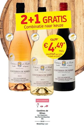 Promoties Costières de nîmes les vignerons des pierres blanches wit - Witte wijnen - Geldig van 03/09/2019 tot 22/09/2019 bij Intermarche
