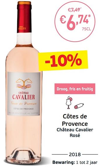 Promoties Côtes de provence château cavalier rosé - Rosé wijnen - Geldig van 03/09/2019 tot 22/09/2019 bij Intermarche