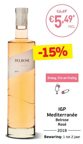 Promoties Igp mediterranée belrose rosé - Rosé wijnen - Geldig van 03/09/2019 tot 22/09/2019 bij Intermarche