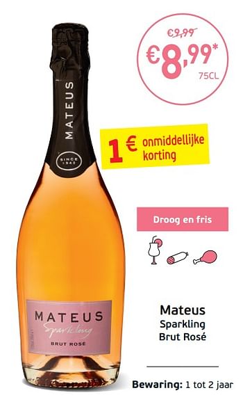 Promoties Mateus sparkling brut rosé - Rosé wijnen - Geldig van 03/09/2019 tot 22/09/2019 bij Intermarche