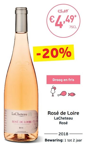 Promoties Rosé de loire lacheteau rosé - Rosé wijnen - Geldig van 03/09/2019 tot 22/09/2019 bij Intermarche
