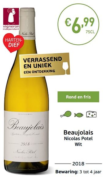 Promoties Beaujolais nicolas potel wit - Witte wijnen - Geldig van 03/09/2019 tot 22/09/2019 bij Intermarche