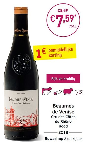 Promotions Beaumes de venise cru des côtes du rhône rood - Vins rouges - Valide de 03/09/2019 à 22/09/2019 chez Intermarche