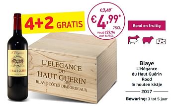 Promotions Blaye l`élégance du haut guérin rood in houten kistje - Vins rouges - Valide de 03/09/2019 à 22/09/2019 chez Intermarche