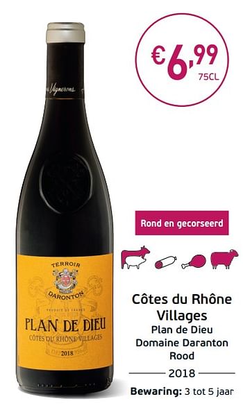 Promoties Côtes du rhône villages plan de dieu domaine daranton rood - Rode wijnen - Geldig van 03/09/2019 tot 22/09/2019 bij Intermarche