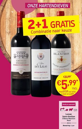 Promoties Lussac saint-emilion château blanchon rood - Rode wijnen - Geldig van 03/09/2019 tot 22/09/2019 bij Intermarche