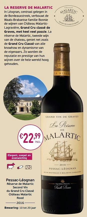 Promoties Pessac-léognan réserve de malartic second vin du grand cru classé château malartic rood - Rode wijnen - Geldig van 03/09/2019 tot 22/09/2019 bij Intermarche