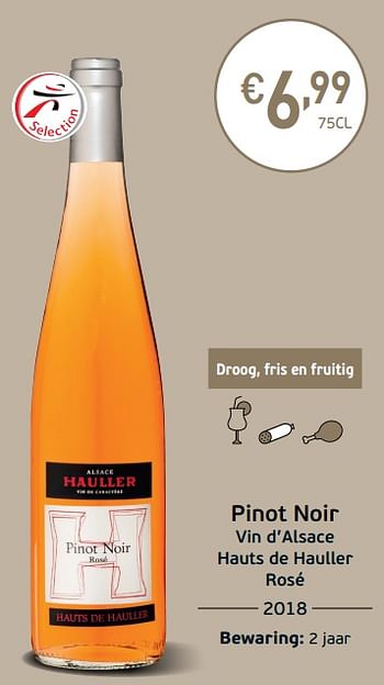 Promoties Pinot noir vin d`alsace hauts de hauller rosé - Rosé wijnen - Geldig van 03/09/2019 tot 22/09/2019 bij Intermarche