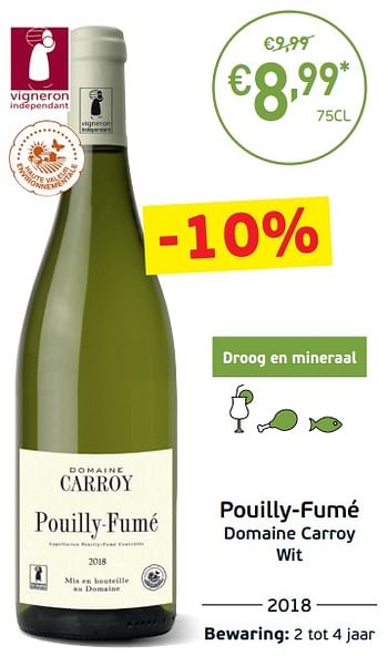 Promoties Pouilly-fumé domaine carroy wit - Witte wijnen - Geldig van 03/09/2019 tot 22/09/2019 bij Intermarche