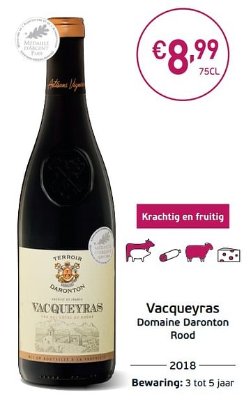 Promoties Vacqueyras domaine daronton rood - Rode wijnen - Geldig van 03/09/2019 tot 22/09/2019 bij Intermarche