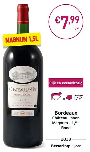 Promotions Bordeaux château janon magnum rood - Vins rouges - Valide de 03/09/2019 à 22/09/2019 chez Intermarche