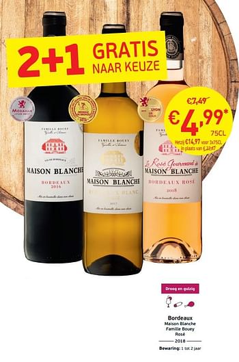 Promoties Bordeaux maison blanche famille bouey rosé - Rosé wijnen - Geldig van 03/09/2019 tot 22/09/2019 bij Intermarche