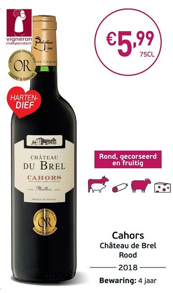 Promoties Cahors château de brel rood - Rode wijnen - Geldig van 03/09/2019 tot 22/09/2019 bij Intermarche