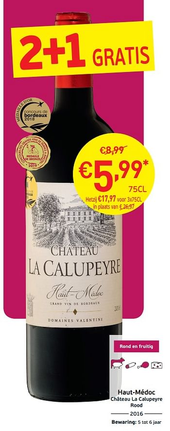 Promoties Haut-médoc château la calupeyre rood - Rode wijnen - Geldig van 03/09/2019 tot 22/09/2019 bij Intermarche