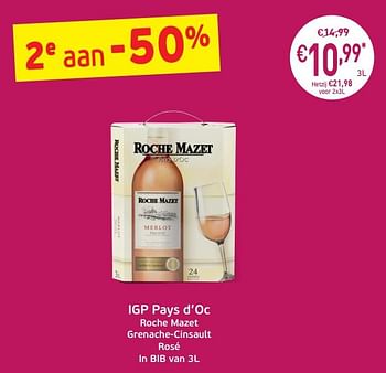 Promoties Igp pays d`oc roche mazet grenache-cinsault rosé - Rosé wijnen - Geldig van 03/09/2019 tot 22/09/2019 bij Intermarche