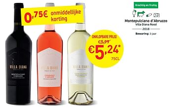 Promoties Montepulciano d`abruzzo villa diana rood - Rode wijnen - Geldig van 03/09/2019 tot 22/09/2019 bij Intermarche