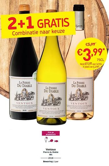 Promoties Ventoux pierre du diable wit - Witte wijnen - Geldig van 03/09/2019 tot 22/09/2019 bij Intermarche