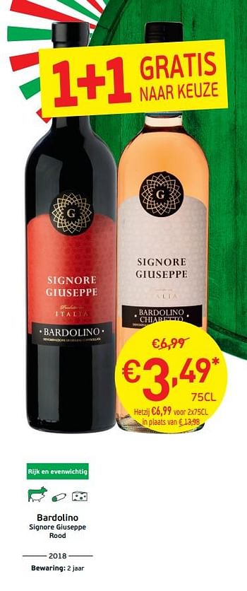 Promoties Bardolino signore giuseppe rood - Rode wijnen - Geldig van 03/09/2019 tot 22/09/2019 bij Intermarche