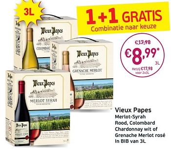 Promoties Vieux papes merlot-syrah rood, colombard chardonnay wit of grenache merlot rosé - Witte wijnen - Geldig van 03/09/2019 tot 22/09/2019 bij Intermarche