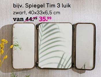 Promoties Spiegel tim 3 luik - Huismerk - Leen Bakker - Geldig van 09/09/2019 tot 22/09/2019 bij Leen Bakker