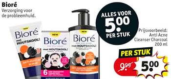 Promotions Bioré anti acne cleanser charcoal - Bioré  - Valide de 10/09/2019 à 22/09/2019 chez Kruidvat