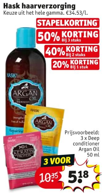 Promotions Hask haarverzorging deep conditioner argan oil - Argan - Valide de 10/09/2019 à 22/09/2019 chez Kruidvat