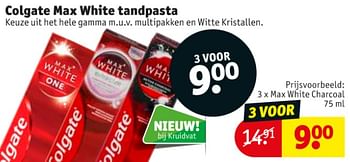 Promoties Colgate max white tandpasta max white charcoal - Colgate - Geldig van 10/09/2019 tot 22/09/2019 bij Kruidvat
