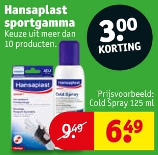 Promotions Hansaplast sportgamma cold spray - Hansaplast - Valide de 10/09/2019 à 22/09/2019 chez Kruidvat