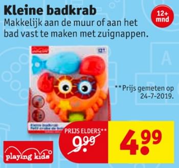 Promoties Kleine badkrab - Playing Kids - Geldig van 10/09/2019 tot 22/09/2019 bij Kruidvat
