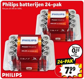 Promoties Philips batterijen 24-pak - Philips - Geldig van 10/09/2019 tot 22/09/2019 bij Kruidvat
