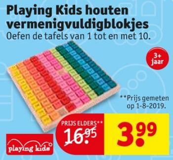 Promoties Ptaying kids houten vermenigvuldigblokjes - Playing Kids - Geldig van 10/09/2019 tot 22/09/2019 bij Kruidvat