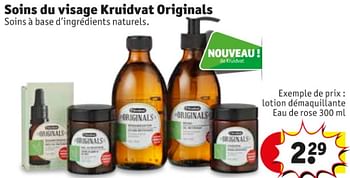 Promotions Soins du visage kruidvat originats lotion démaquillante eau de rose - Produit maison - Kruidvat - Valide de 10/09/2019 à 22/09/2019 chez Kruidvat