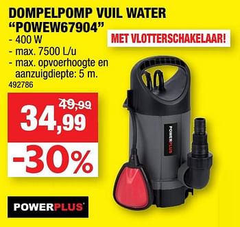 Promoties Powerplus dompelpomp vuil water powew67904 - Powerplus - Geldig van 11/09/2019 tot 22/09/2019 bij Hubo