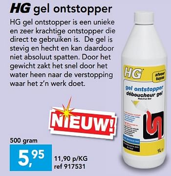 Promoties Hg gel ontstopper - HG - Geldig van 11/09/2019 tot 22/09/2019 bij Hubo