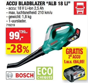 Promoties Bosch accu bladblazer alb 18 li - Bosch - Geldig van 11/09/2019 tot 22/09/2019 bij Hubo
