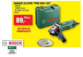 Promoties Bosch haakse slijper pws 850-125 - Bosch - Geldig van 11/09/2019 tot 22/09/2019 bij Hubo