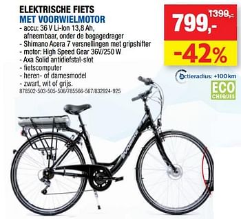 Promoties Elektrische fiets met voorwielmotor - Evobike - Geldig van 11/09/2019 tot 22/09/2019 bij Hubo
