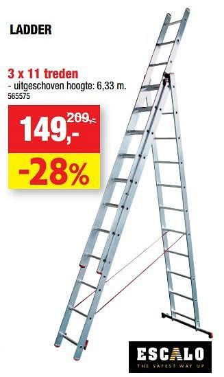 Promoties Ladder 3 x 11 treden - Escalo - Geldig van 11/09/2019 tot 22/09/2019 bij Hubo