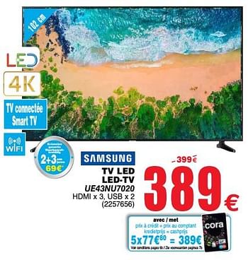 Promoties Samsung tv led led-tv ue43nu7020 - Samsung - Geldig van 10/09/2019 tot 23/09/2019 bij Cora