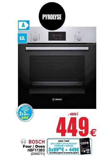 Promotions Bosch four - oven hbf173bs - Bosch - Valide de 10/09/2019 à 23/09/2019 chez Cora