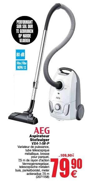 Promoties Aeg aspirateur stofzuiger vx4-1-iw-p - AEG - Geldig van 10/09/2019 tot 23/09/2019 bij Cora