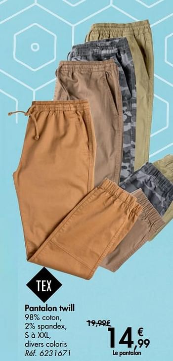 Promoties Pantalon twill - Tex - Geldig van 11/09/2019 tot 23/09/2019 bij Carrefour