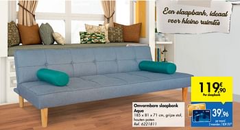 Promoties Omvormbare slaapbank aqua - Huismerk - Carrefour  - Geldig van 11/09/2019 tot 23/09/2019 bij Carrefour